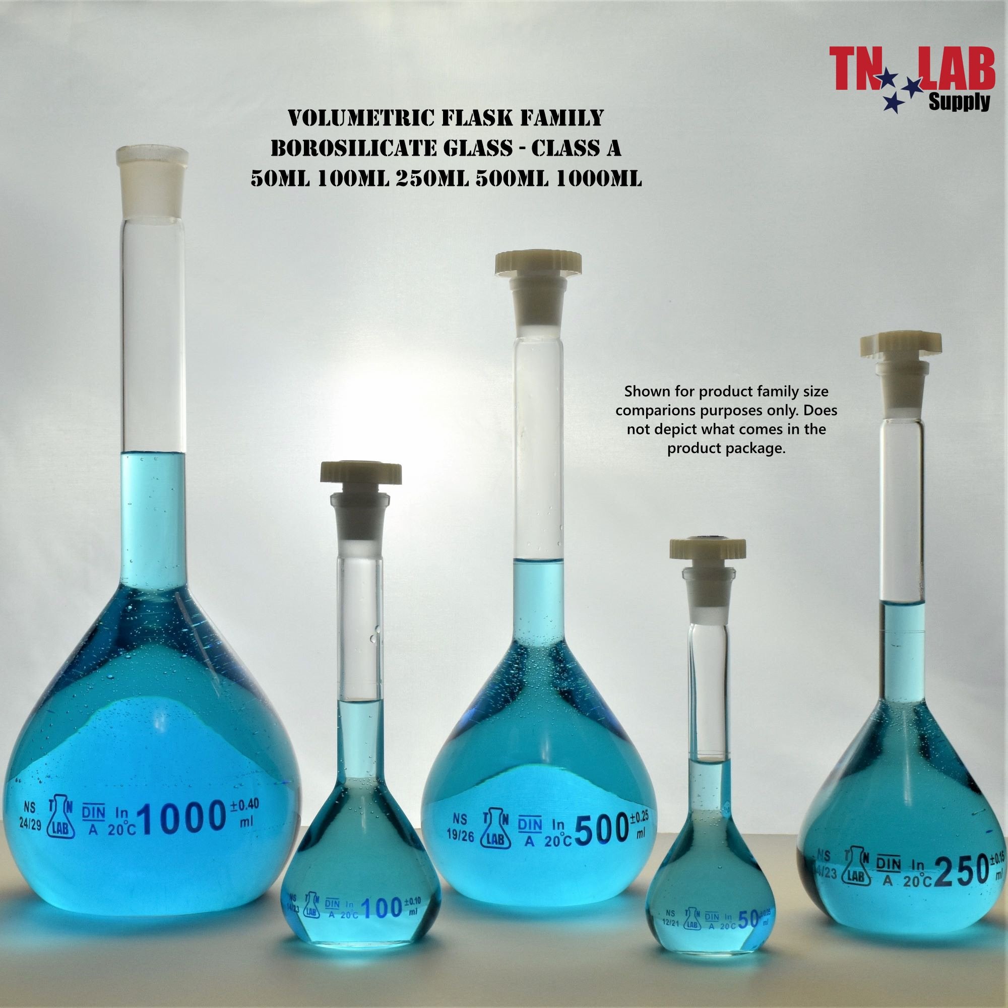 Volumetric Flask 100ml Borosilicate Glass 14/23 Joint Class A Accuracy