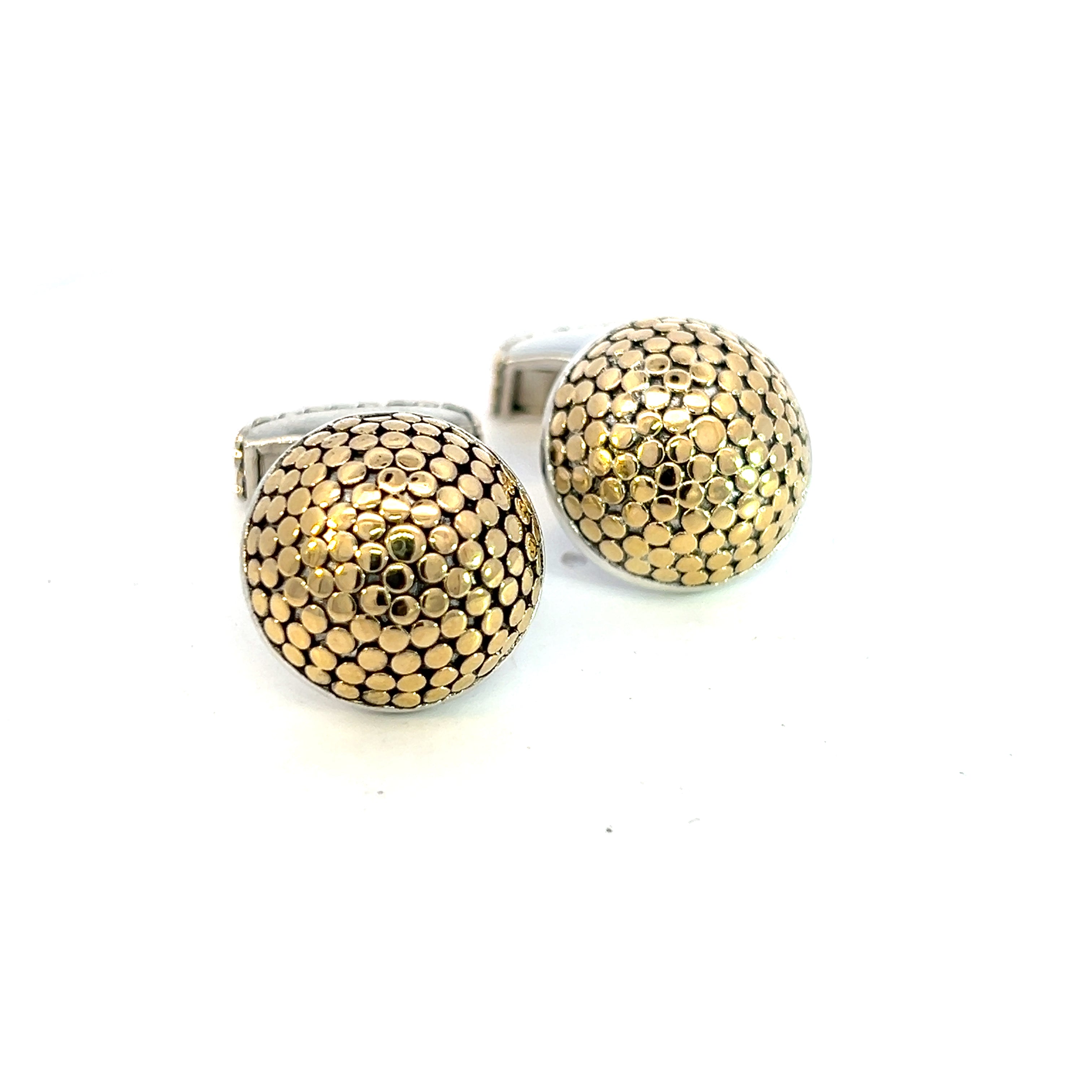 John Hardy Estate Mens Dots Cufflinks Sterling Silver 18k Y Gold JH71