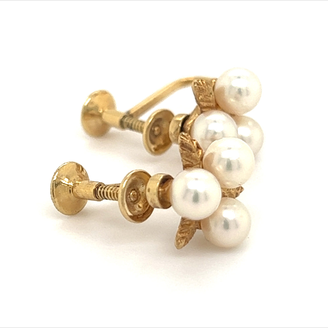 Mikimoto Estate Akoya Pearl Earrings 14k Y Gold 4.50 mm M267