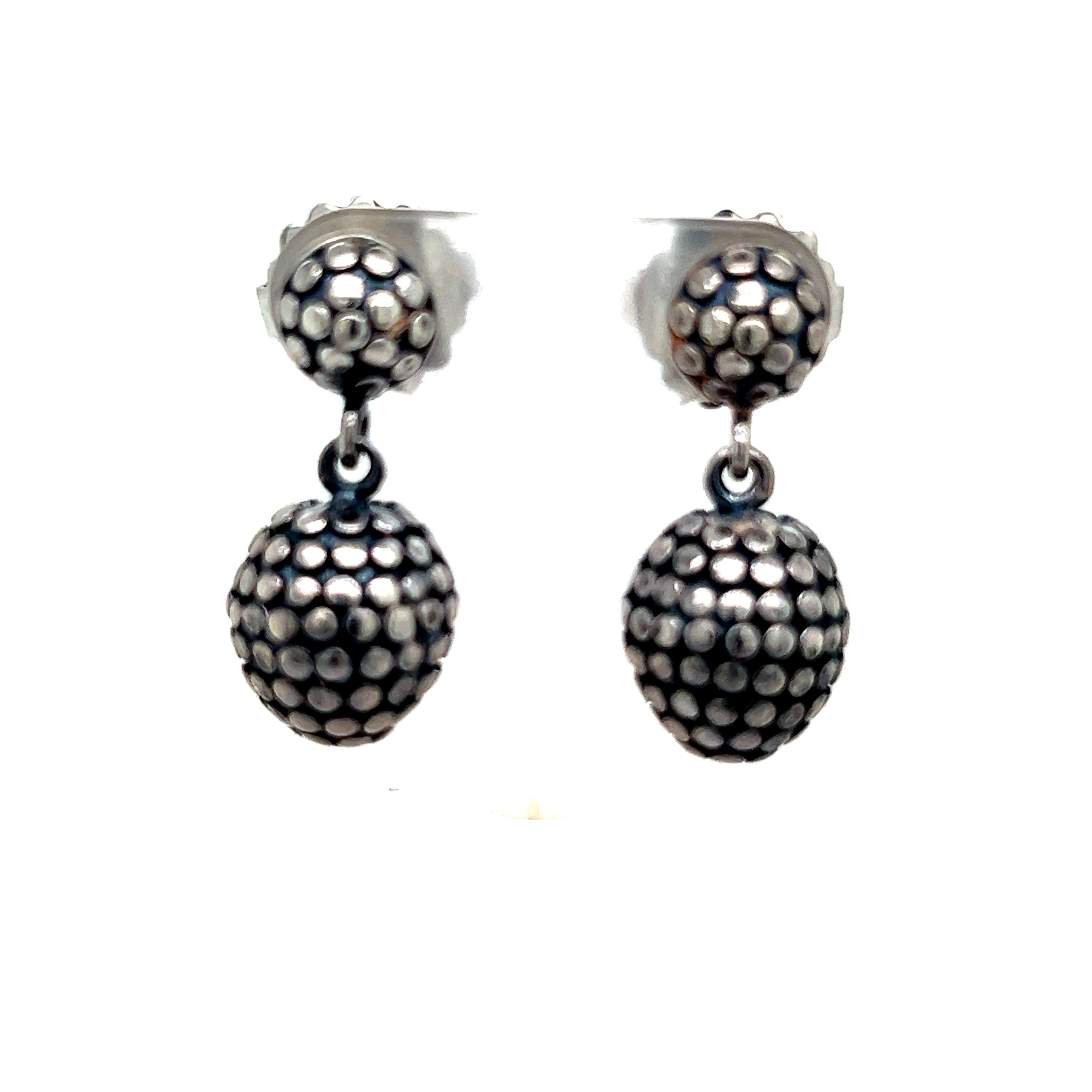 John Hardy Estate Dot Drop Ball Earrings Sterling Silver JH26