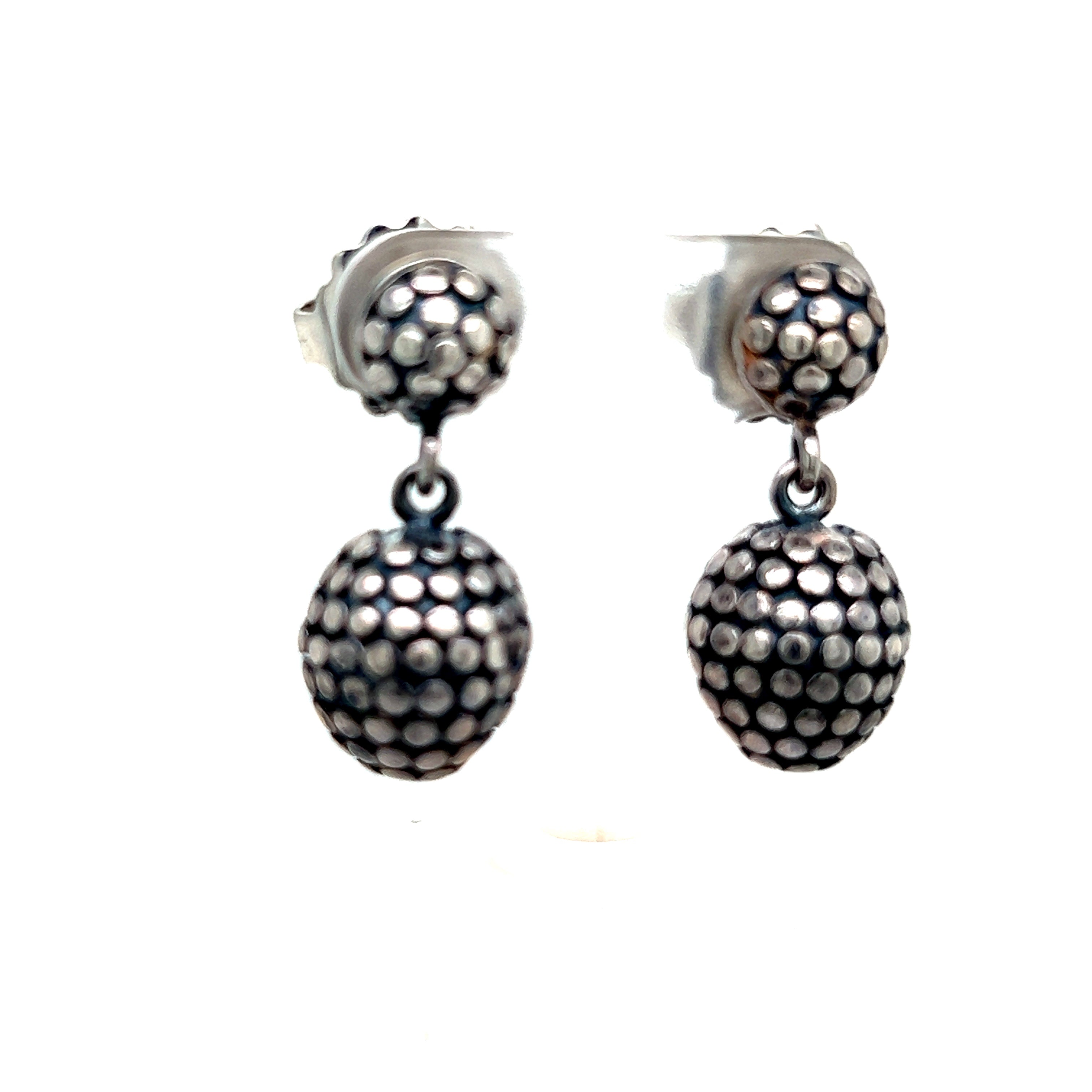 John Hardy Estate Dot Drop Ball Earrings Sterling Silver JH26