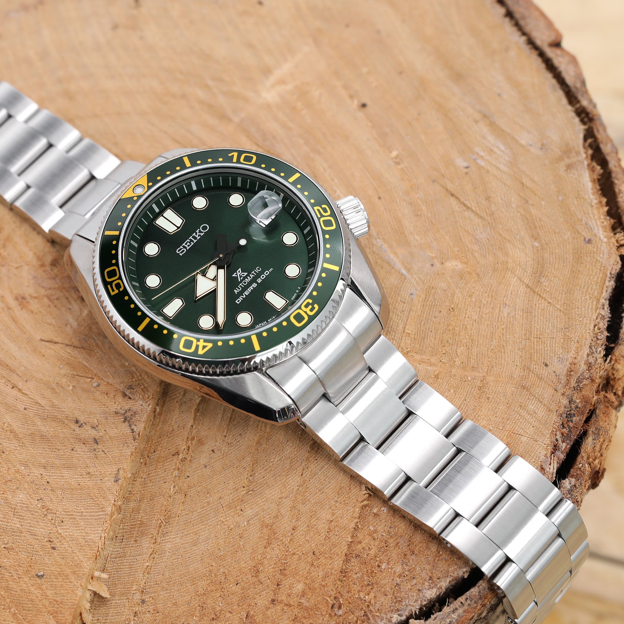 seiko精工mm200机械表spb079j1专用代用表带超级三板式v潜水扣不锈钢