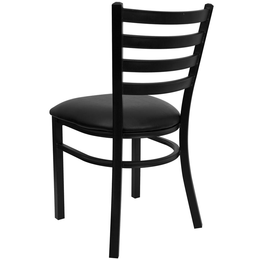 HERCULES Series Black Ladder Back Metal Restaurant Chair - Black Vinyl Seat - Flash Furniture