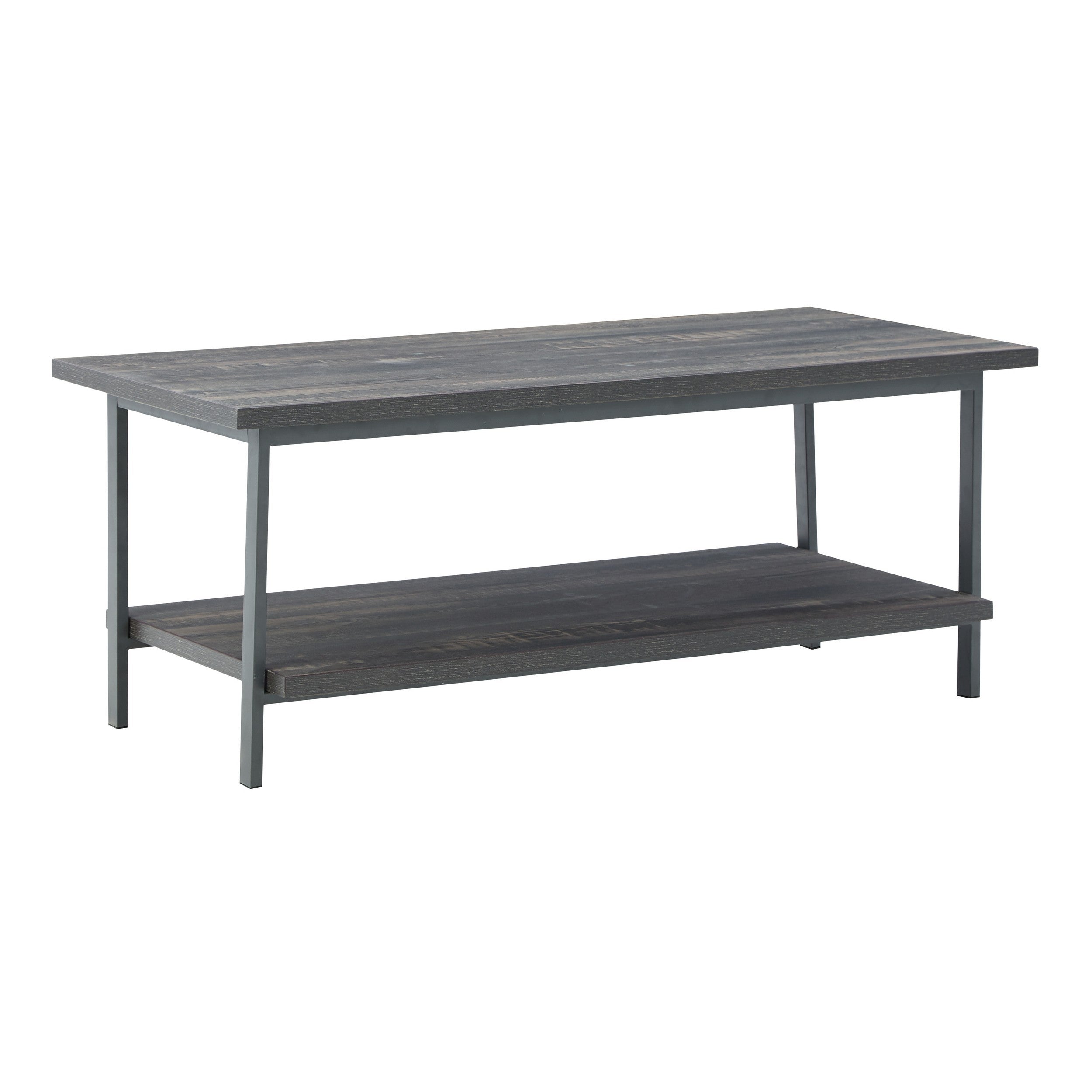 Modern 43 Inch Coffee Table Composite Wood Surface Metal Base Gray BM294082 - Benzara