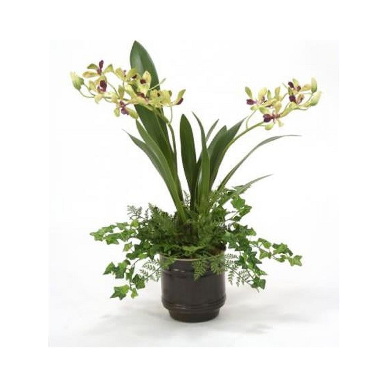 Distinctive Designs 9931 Vanda Orchid in Dark Bronze Pot, Green