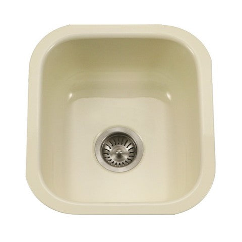 Houzer PCB-1750 BQ Porcela Series Porcelain Enamel Steel Undermount Bar & Prep Sink  Biscuit