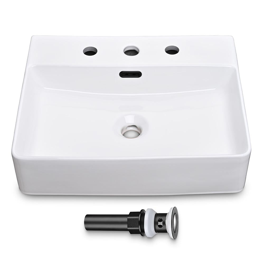  Aquaterior 3-Hole Bathroom Sink Overflow & Pop Up Drain 20"x16" 