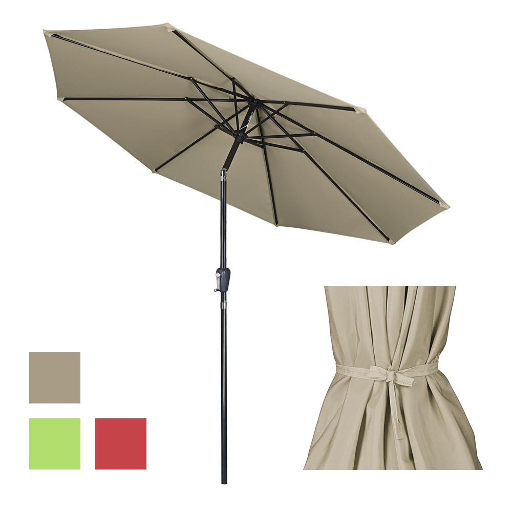  TheLAShop 10 ft 8-Rib Patio Umbrella Tilt & Crank 220g Yarn-dyed Canopy UV50+ 