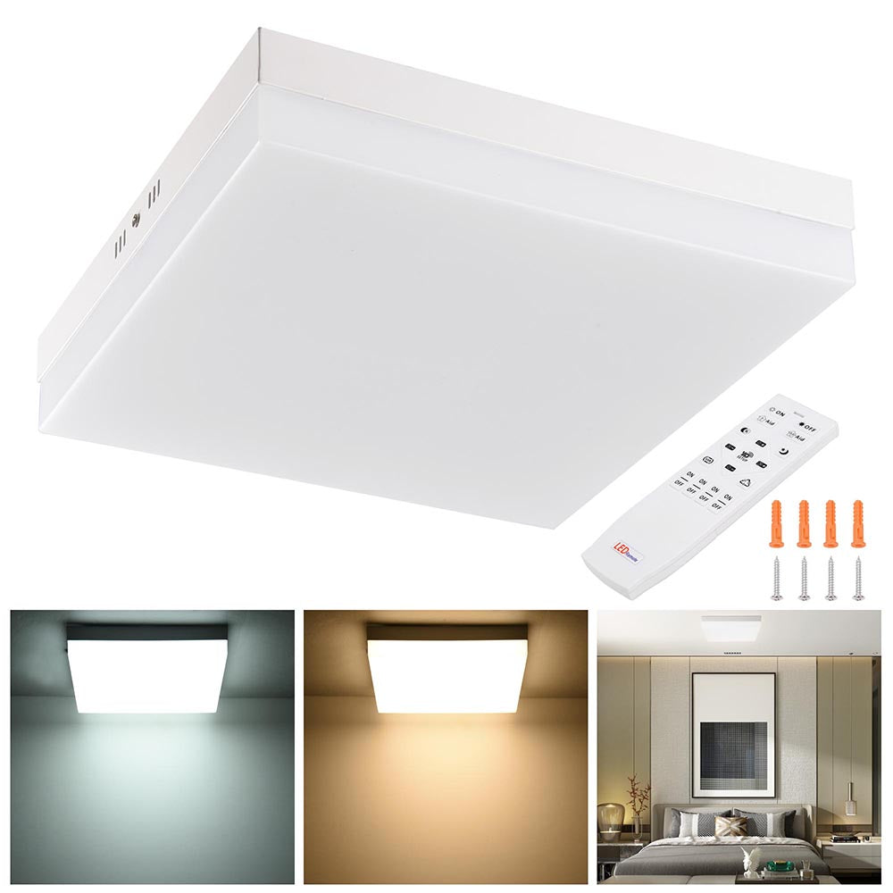  TheLAShop Square Ceiling Light Fixture Flush Mount Dimmable Remote 36W 