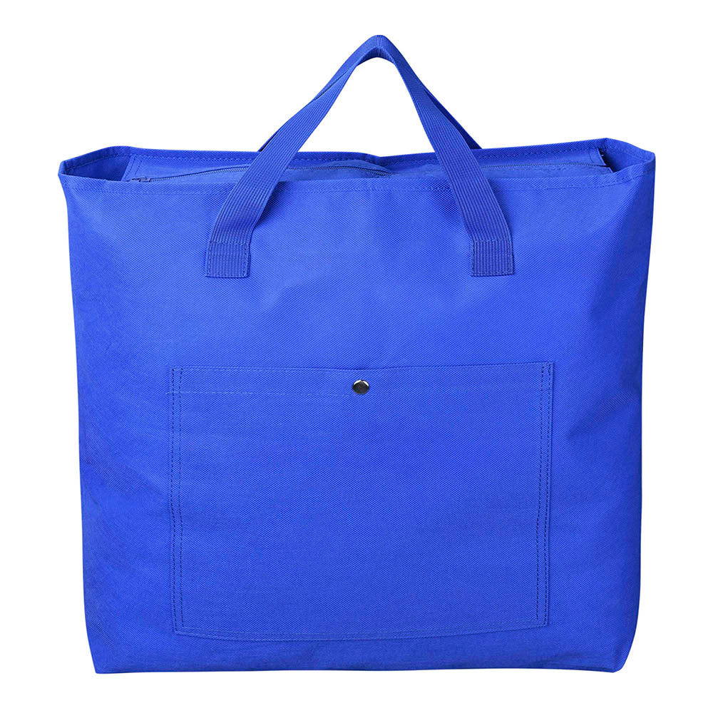  TheLAShop Reusable Grocery Bag with Zipper & Handles Blue Polyester Tote 