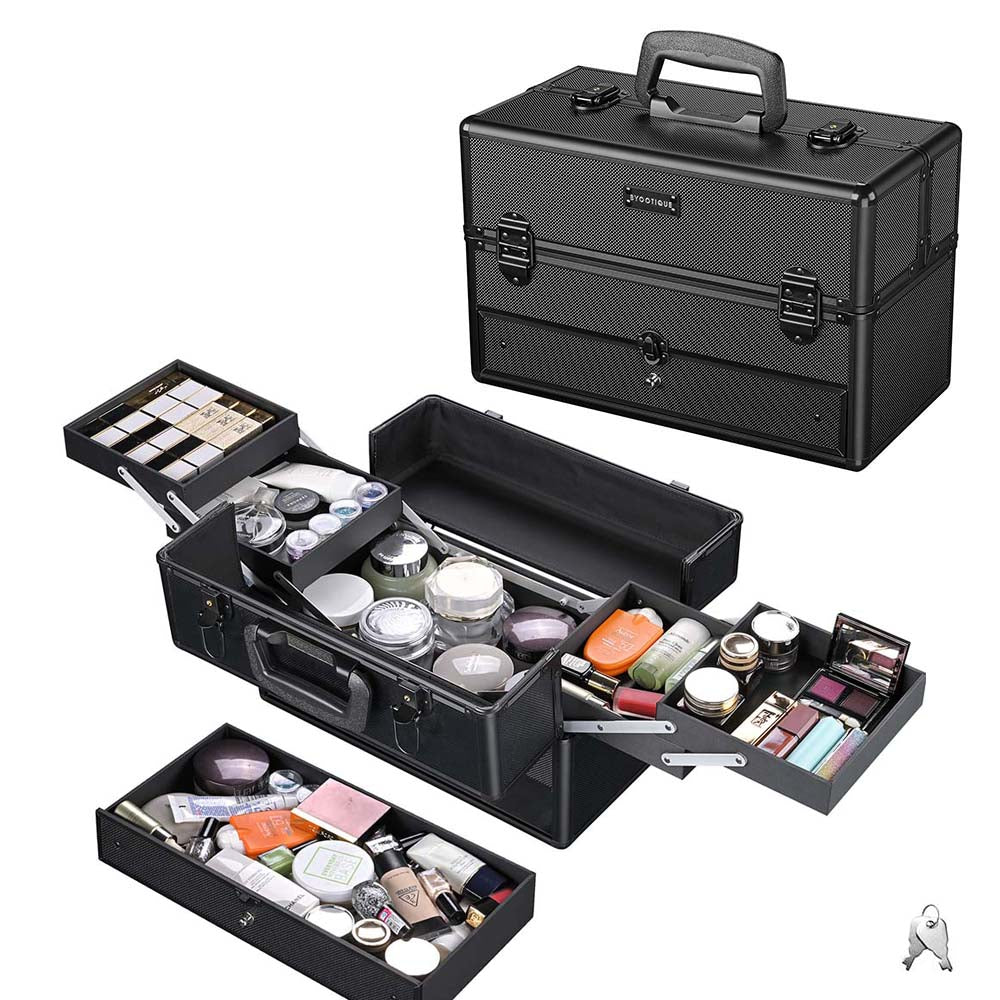  TheLAShop Cosmetic Vanity Case with Drawer 14x7x9" Key-locked 