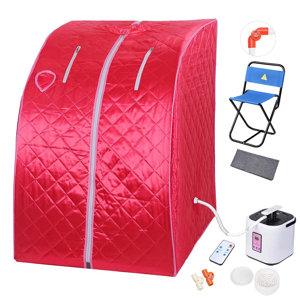  TheLAShop Portable Sauna Tent Steam SPA w/ Chair Remote Rose Red 2L 