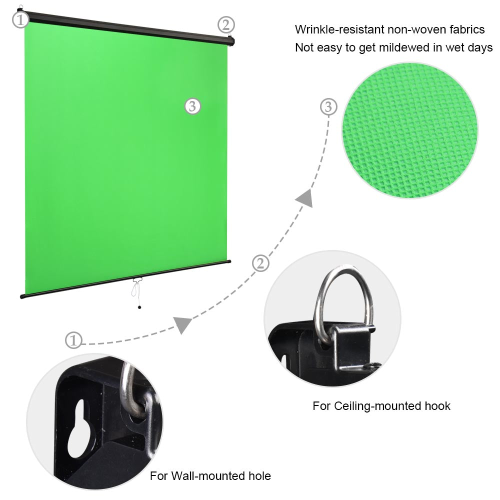 TheLAShop Retract Green Screen Streaming Chroma Key Background 7x6ft