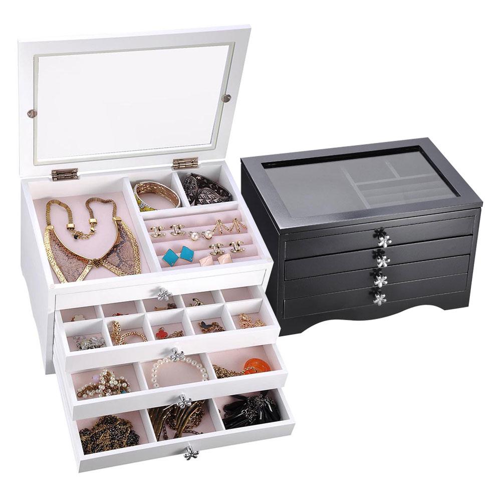  TheLAShop Jewelry Box Storage Ring Earring Necklace Organizer Black/ White 