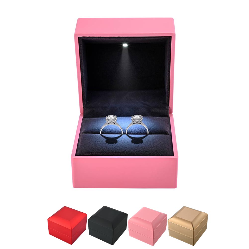  TheLAShop Double-Ring Box with Light for Engagement Wedding Birthday 