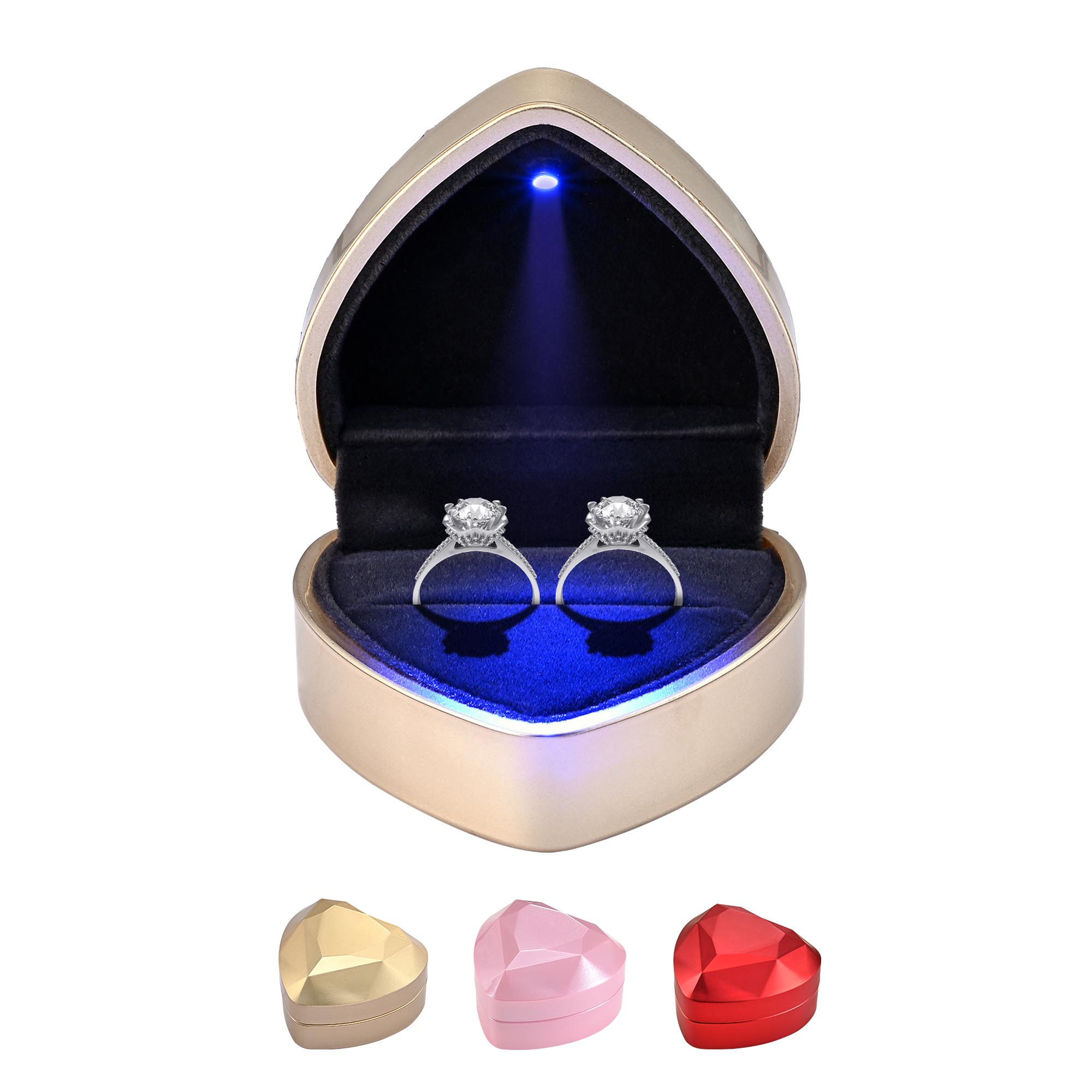  TheLAShop Heart Shaped Ring Box with Light Jewellery Box 