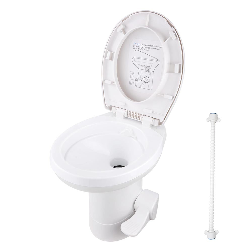  TheLAShop Travel Gravity Flush RV Toilet Pedal Flush HDPE High Profile 