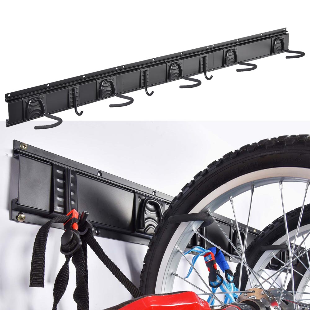  TheLAShop Bike Rack Garage Storage 8 Bike Hooks 3 Rails Wall Mount 