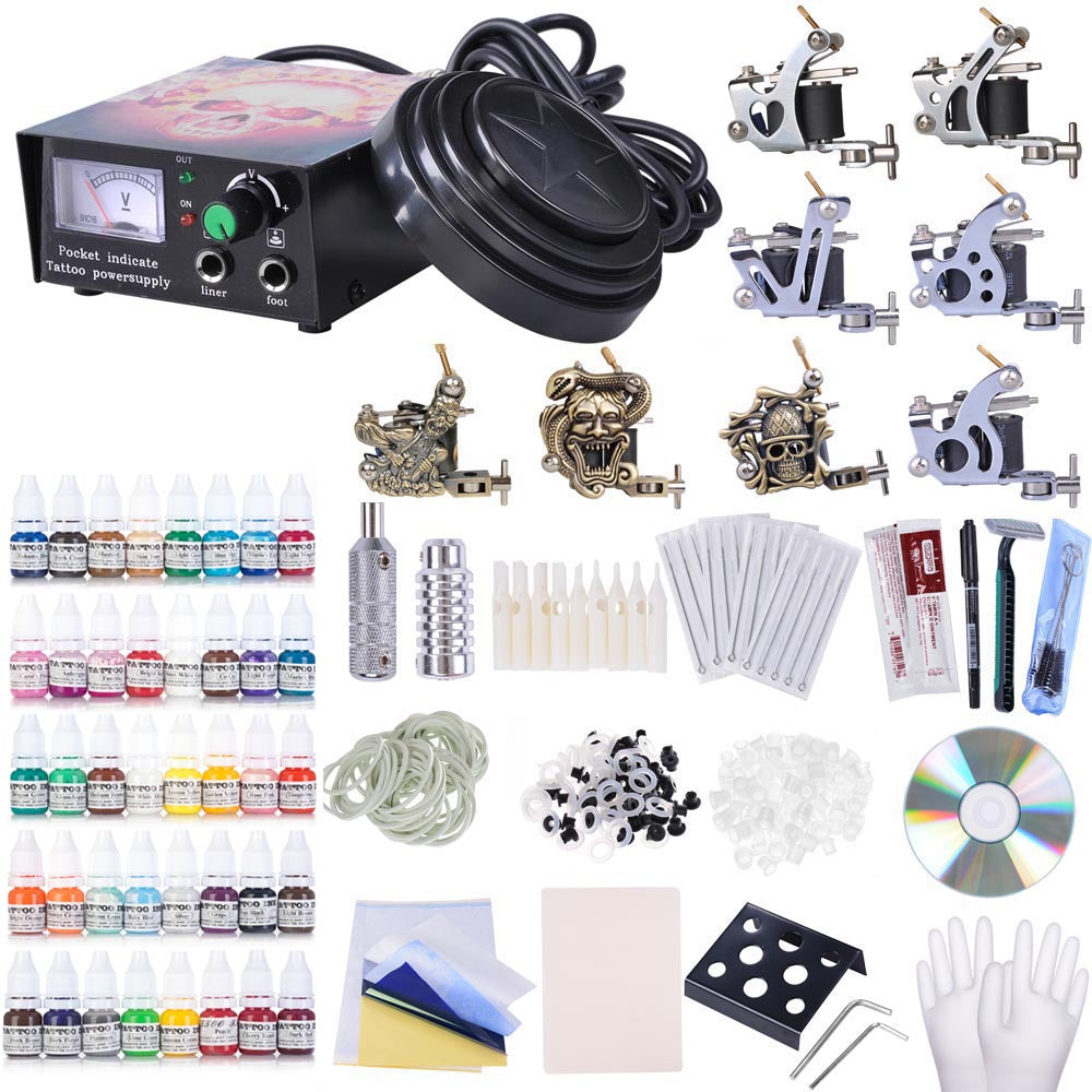  TheLAShop 8 Machines Tattoo Kit Power Supply 40 Inks 