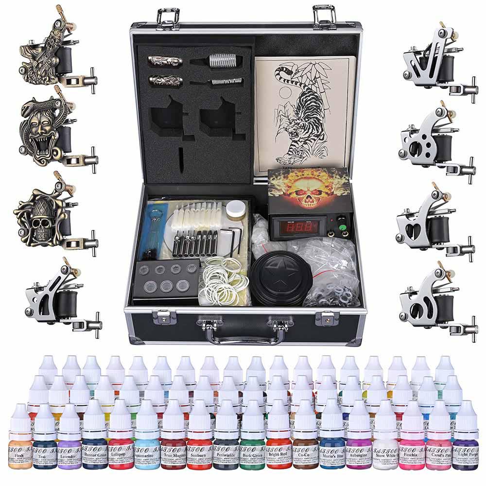  TheLAShop Tattoo Kit 8 Machines LCD Power Supply 54 Ink w/ Case 