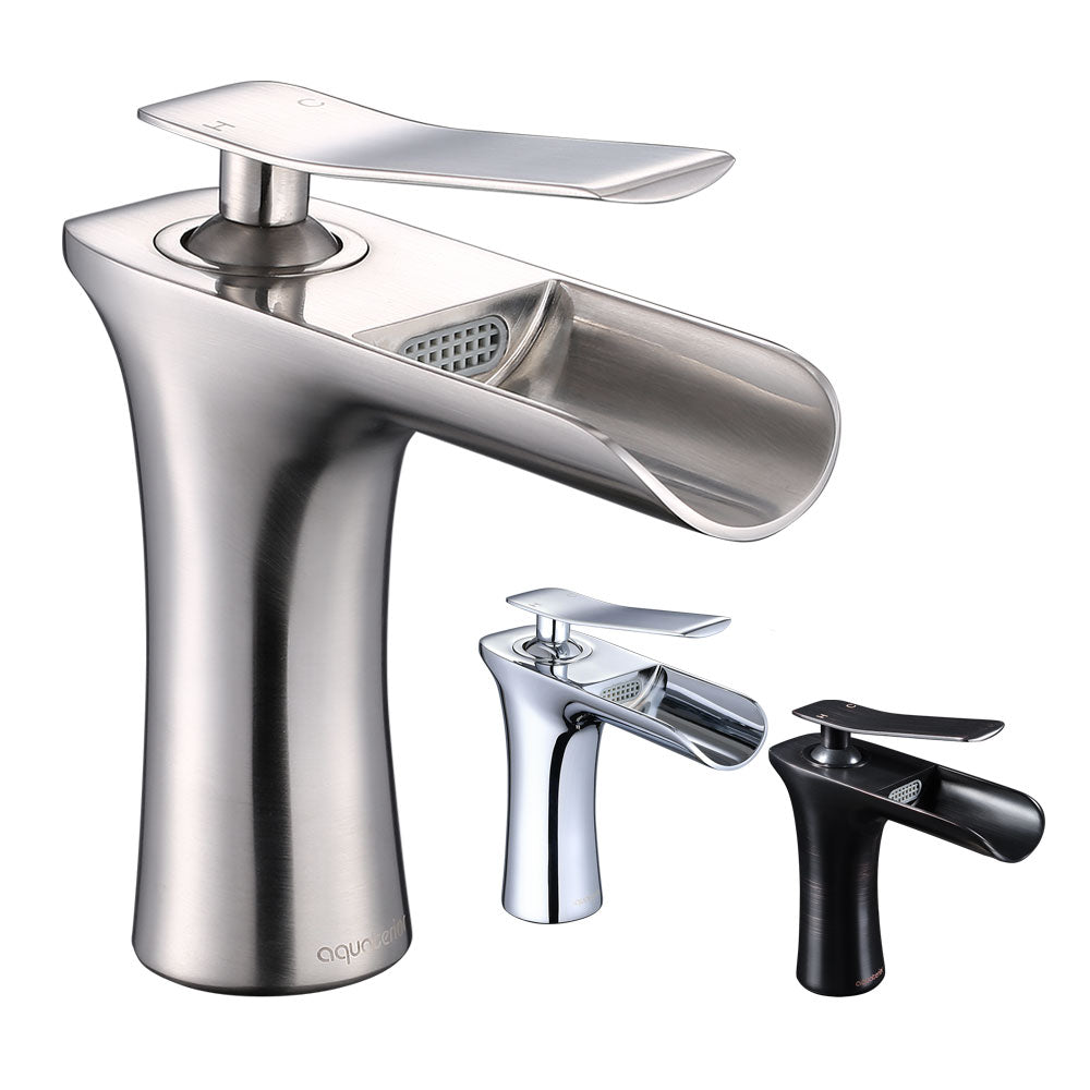  Aquaterior Waterfall Bathroom Faucet Single Handle Hot & Cold 6.5"H 