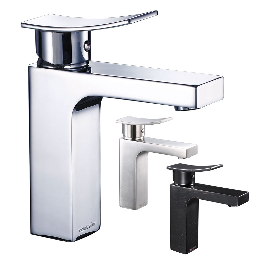  Aquaterior Bathroom Faucet Single Handle Square Hot & Cold 7.5"H 