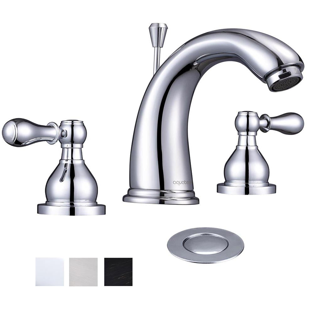  Aquaterior Widespread Bathroom Sink Faucet 2-Handle w/ Drain 4.7"H 