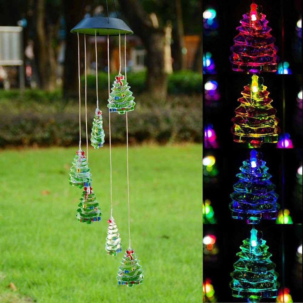  TheLAShop Christmas Tree Solar LED Light Wind Chime Decor Lighting 