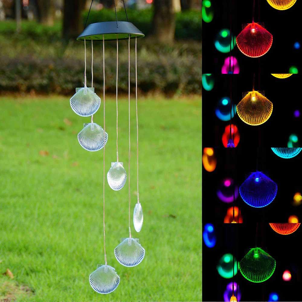  TheLAShop Shell Solar Powered LED Light Wind Chime 