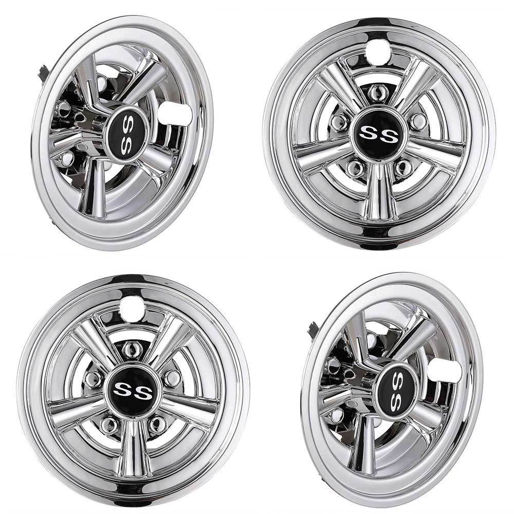  TheLAShop 8" SS Chrome Golf Cart Hub Caps Set of 4 Wheel Covers 