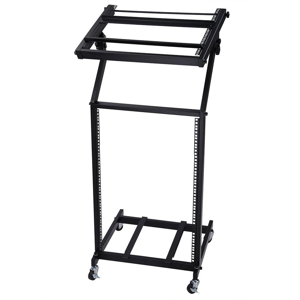  TheLAShop 4 Poles 16U 19" Audio Mixer Stand Portable Studio Rolling Rack 