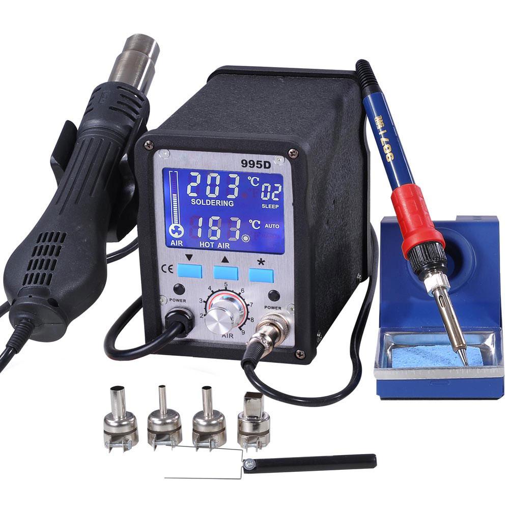  TheLAShop 995D 2in1 Lead Free SMD Hot Air Rework Iron Soldering Station LCD 