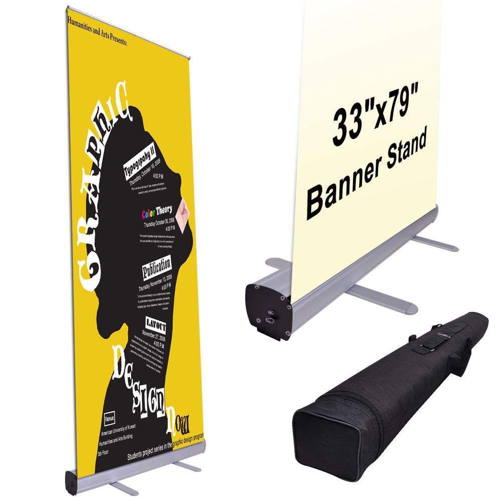  TheLAShop 33" x 79" Economy Rollup Retractable Banner Stand 