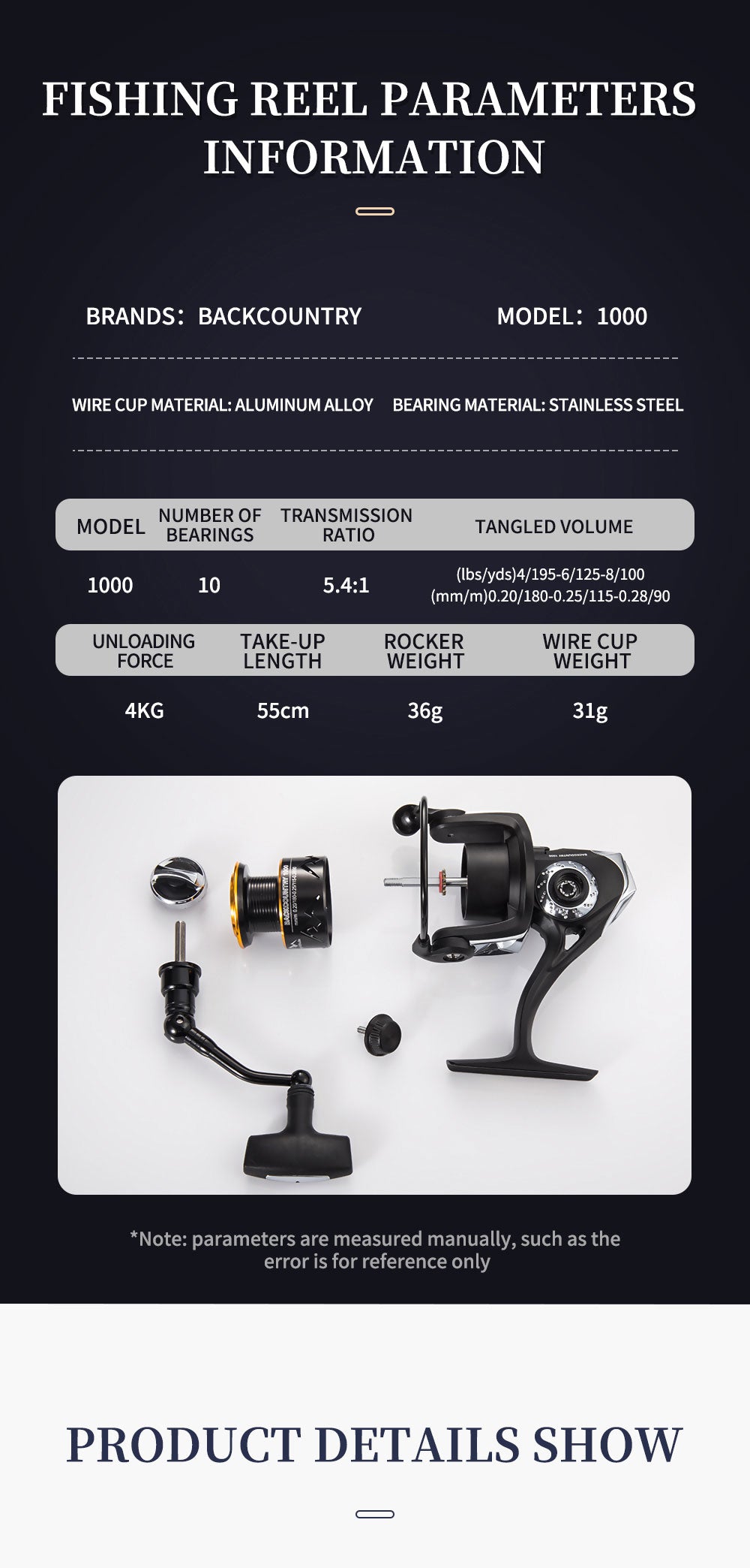 small 1000 metal 10 ball bear spinning reel
