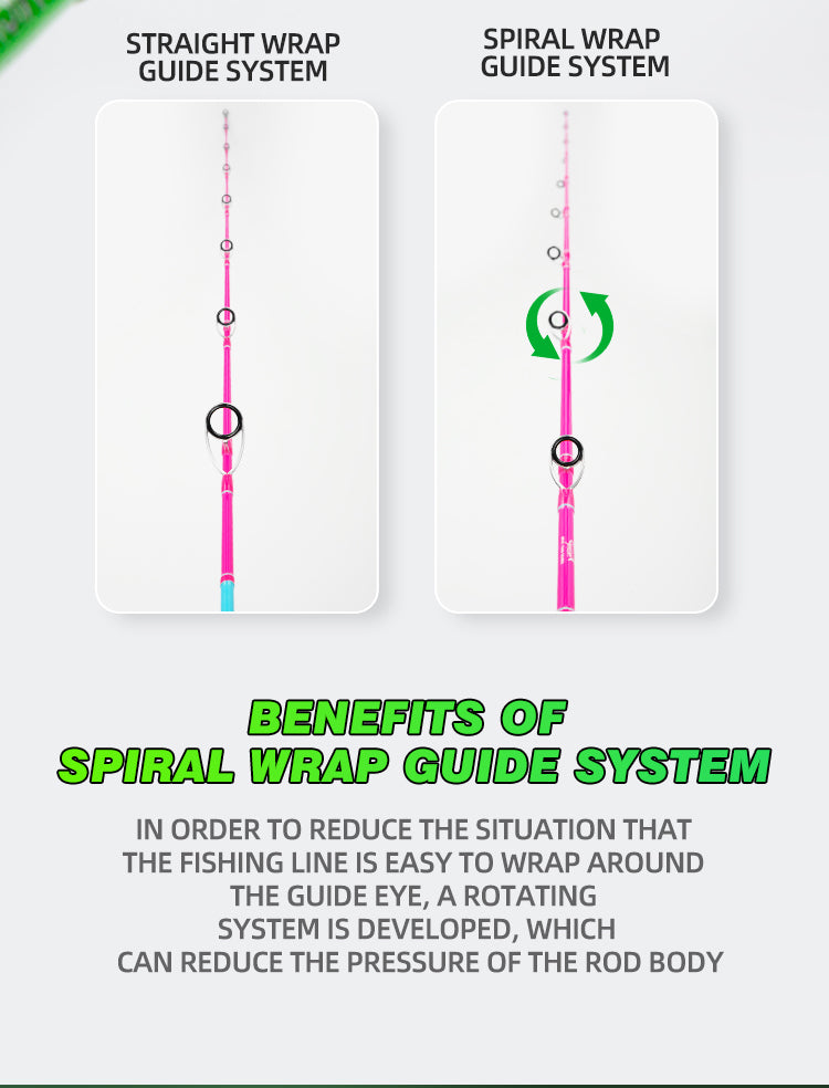 Fluorescent pink glow green slow pitch jigging rod