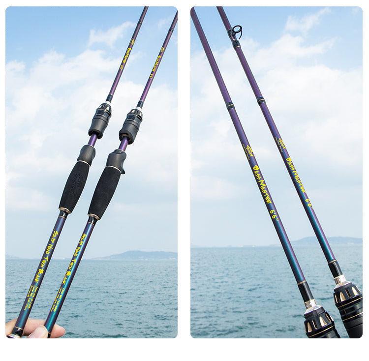 GOOFISH Bassmaster Chameleon Coating Fuji 6'6(195cm) Bass Fishing Rod Pole with Solid Nano Blank M/MH Two Action Option 6'6(195CM)-1PIECE Model / M