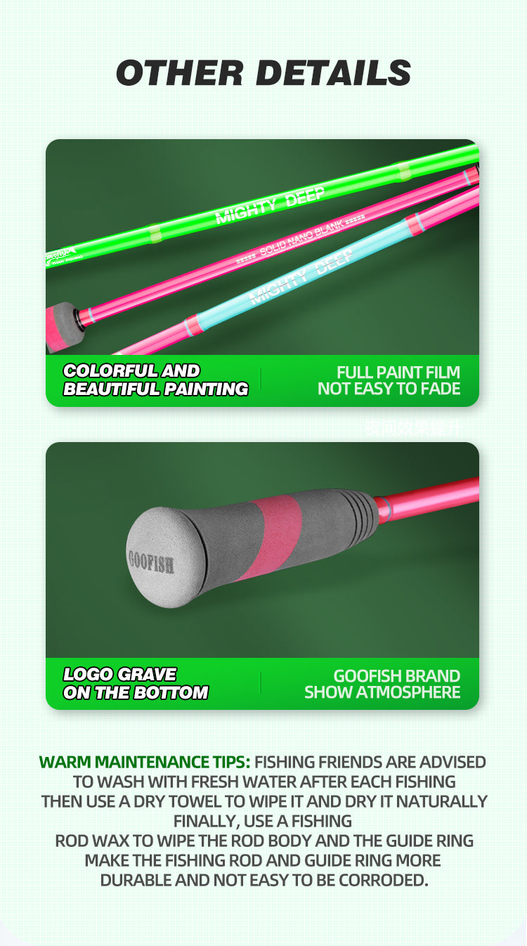 GOOFISH® MIGHTY DEEP-6ft(183cm) PE4-7 Jig 200-700g Glow Coating Japan FUJI Solid Nano Slow Jigging Rod