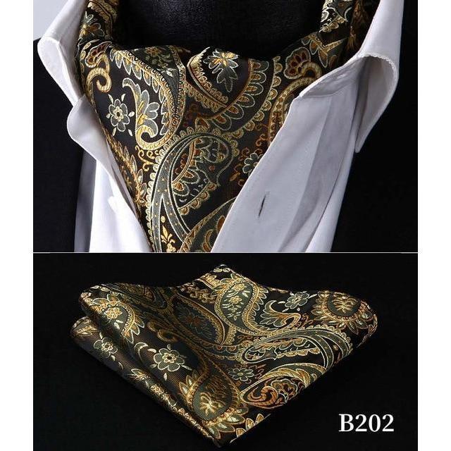 Forest Paisley Silk Ascot/Cravat Tie & Handkerchief