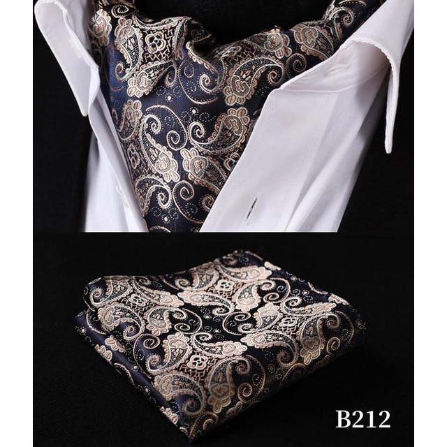 Golden Luxury Paisley Ascot/Cravat Tie & Handkerchief