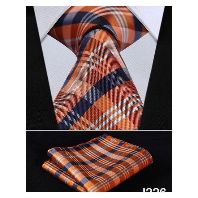 Plaid Wide Neckties & Handkerchiefs Collection - Multiple Styles