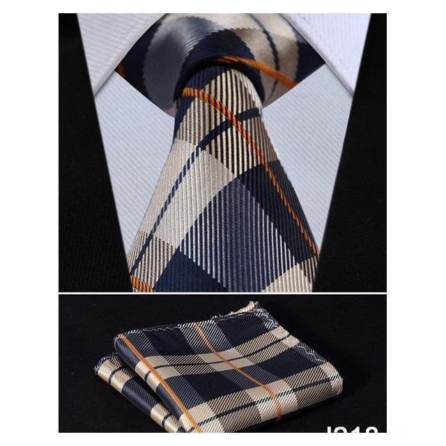 Plaid Wide Neckties & Handkerchiefs Collection - Multiple Styles