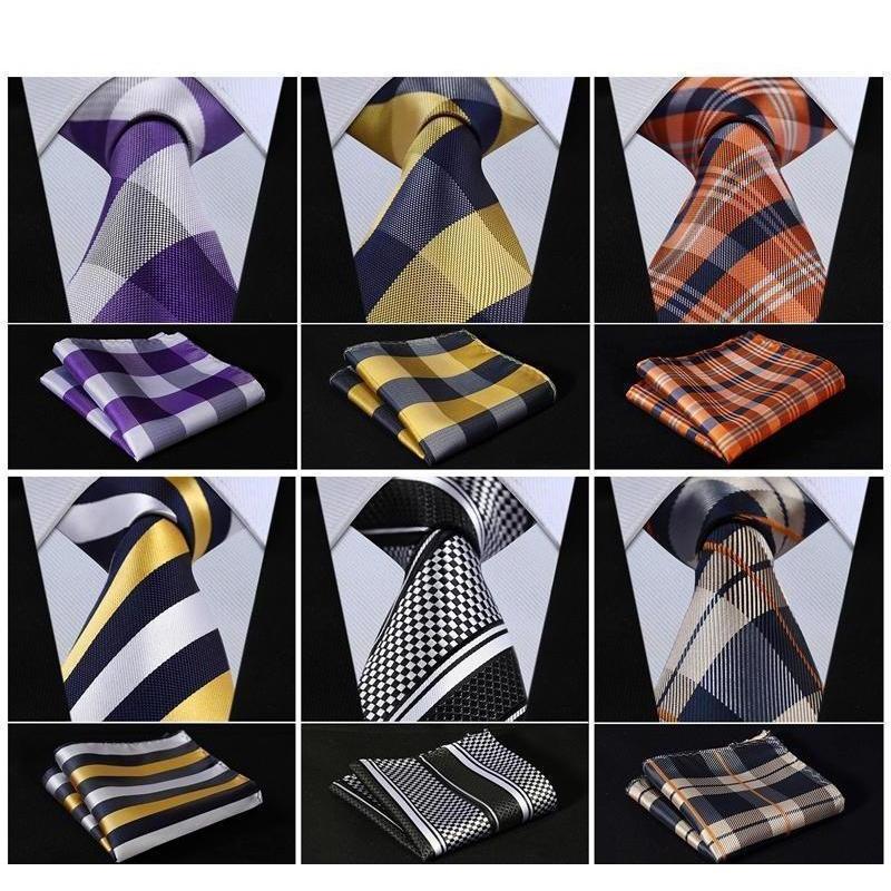 Plaid Wide Neckties & Handkerchiefs Collection - Multiple Styles