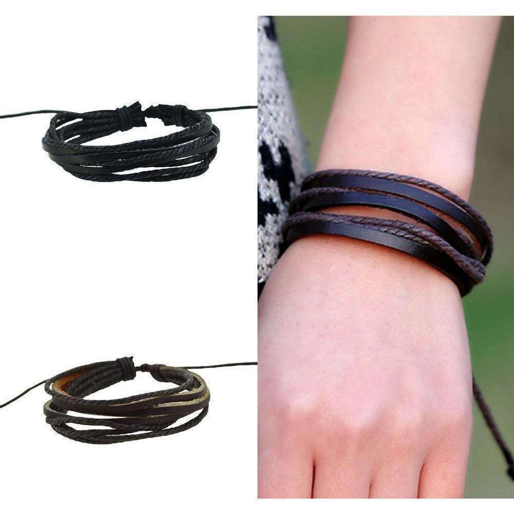 Stringy Leather Collection Bracelets - 2 Colors