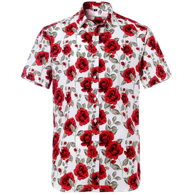 White Rose Hawaiian Cotton Short Sleeve Shirt