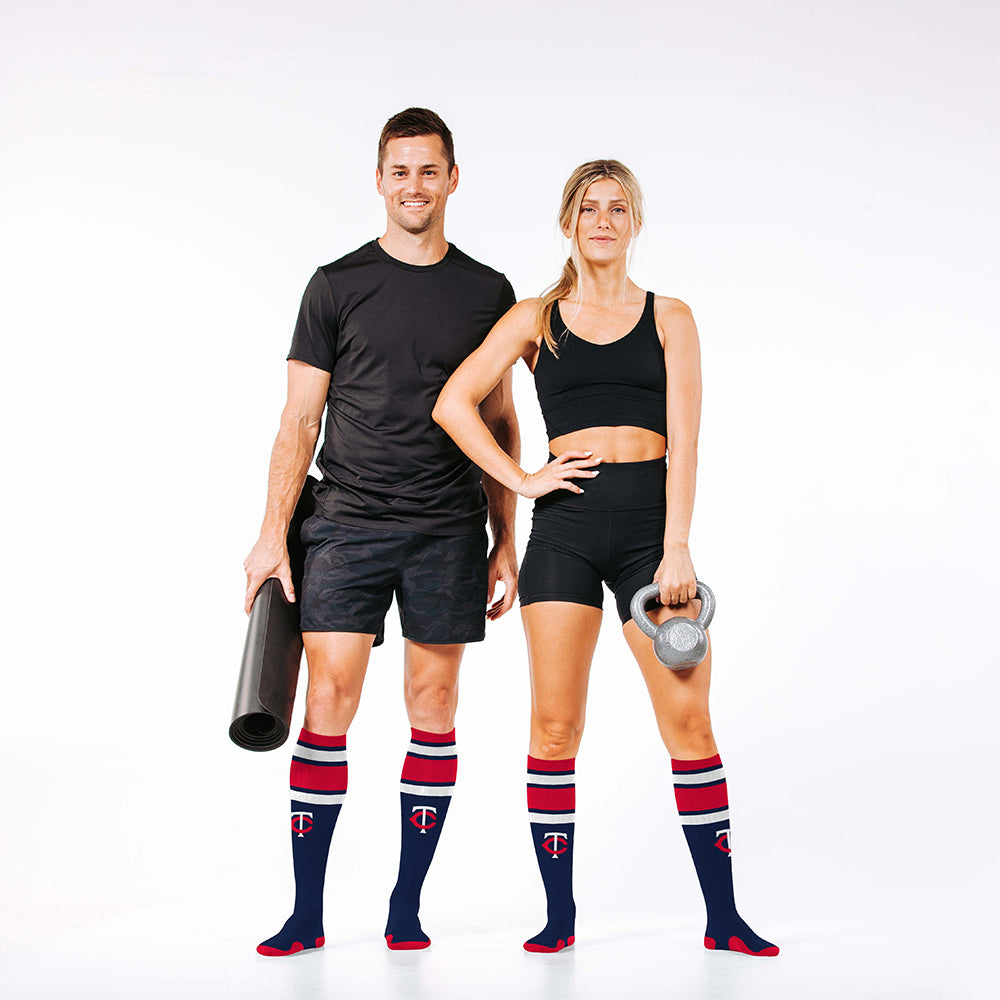 MLB Compression Socks, Minnesota Twins - Classic Stripe