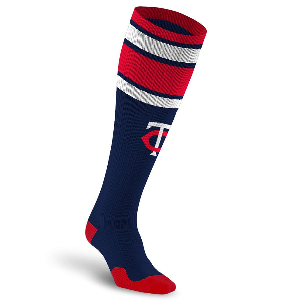 MLB Compression Socks, Minnesota Twins - Classic Stripe