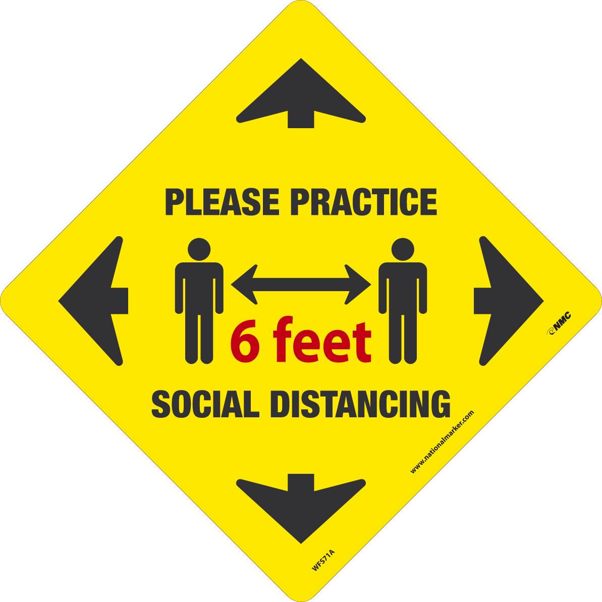 SOCIAL DISTANCING WALK ON FLOOR SIGN PRESSURE SENSITIVE REMOVABLE VINYL .0045	12