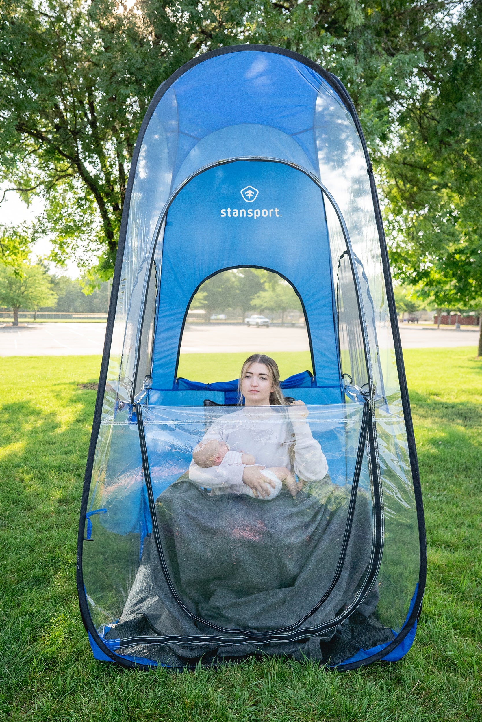 All Weather Pop Up Shelter - Clear / Blue