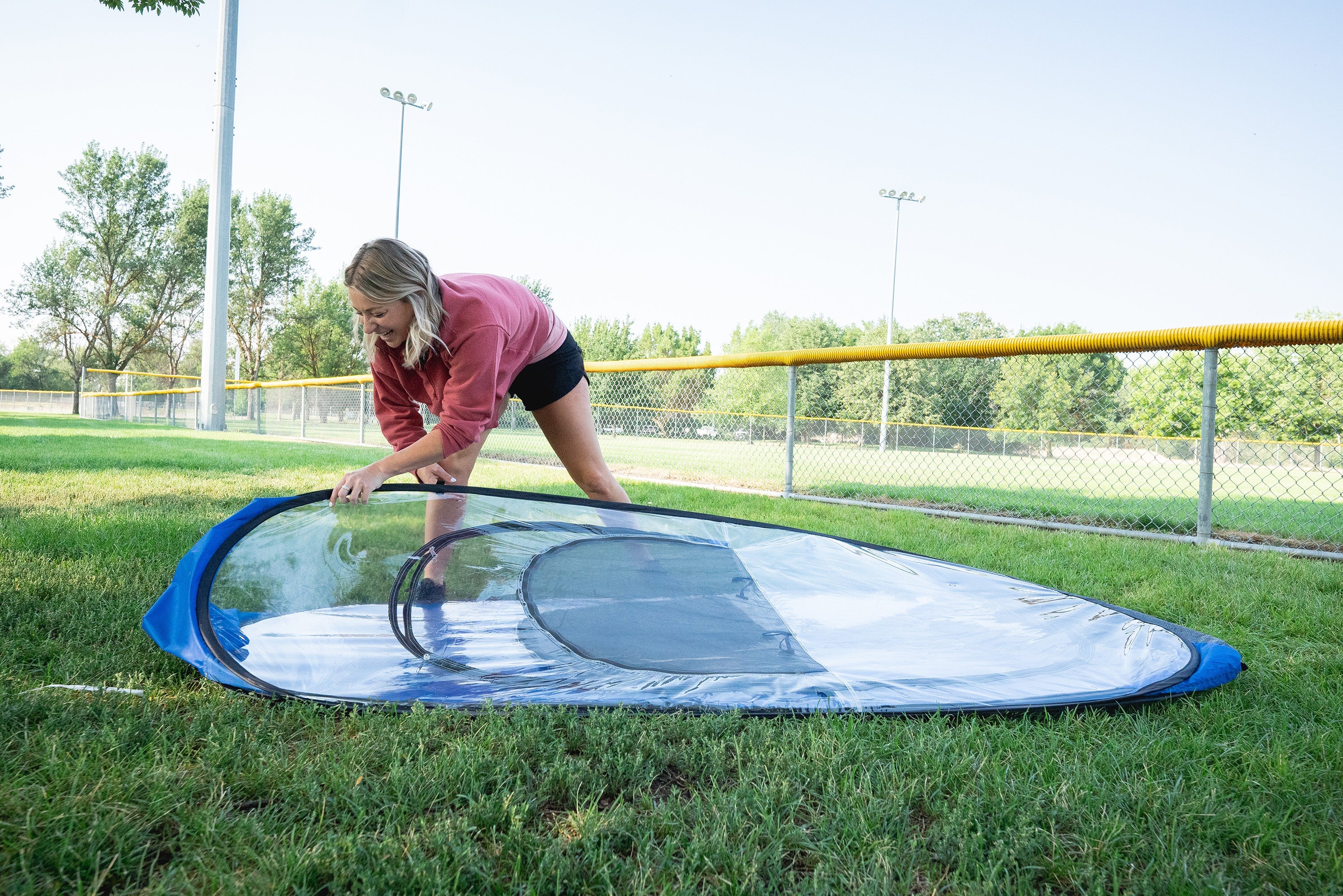 All Weather Pop Up Shelter - Clear / Blue