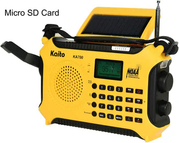 Kaito KA700 Bluetooth Emergency Hand Crank Dynamo & Solar Powered AM FM Weather Band Radio